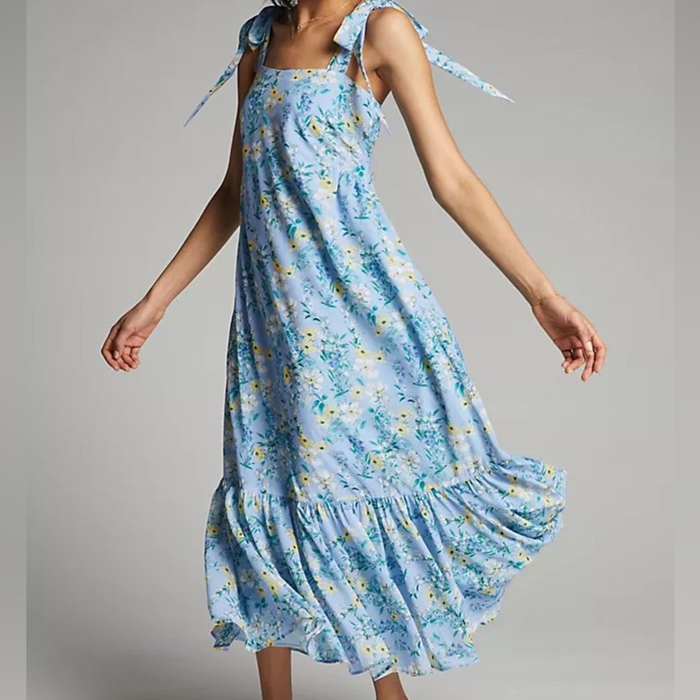 Yumi Kim Anthropologie Revolve Rosette Maxi Dress in Eden Blue Women’s XXS